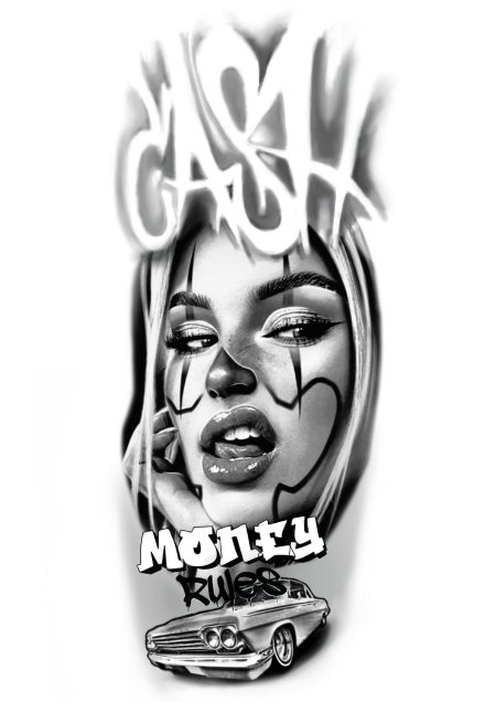 Наклейка женщины в стиле чикано