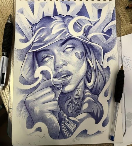 Чикано тату эскизы девушки