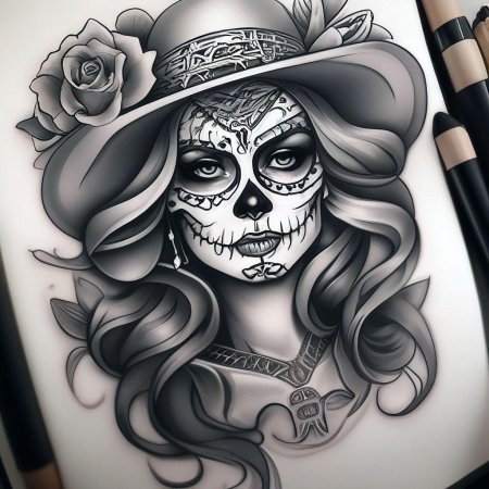 Санта муэрте в стиле чикано