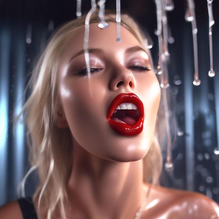 Блондинка с красными губами