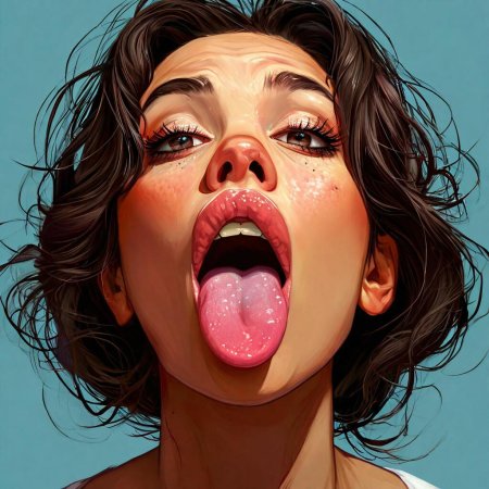 Женщина с высунутым языком