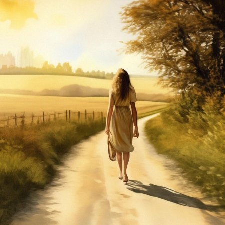 Девушка бежит в поле