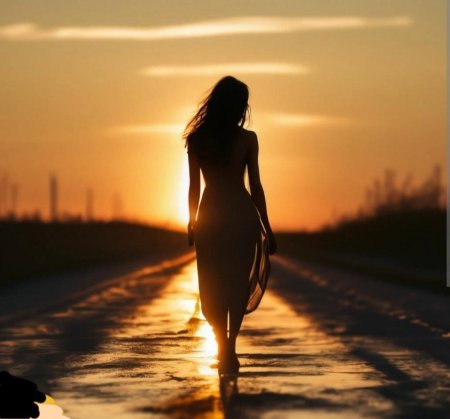 Девушка уходящая вдаль со спины