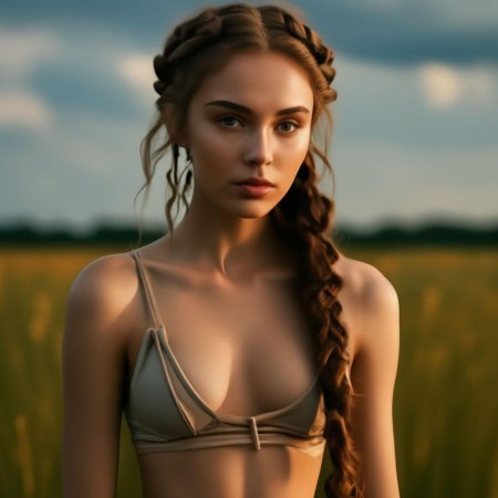 Девушка с косичками