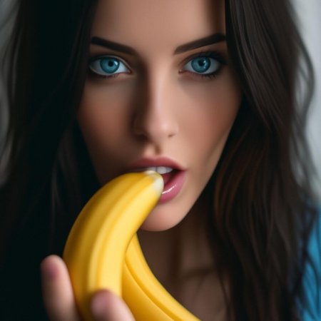 Красивая девушка с бананом
