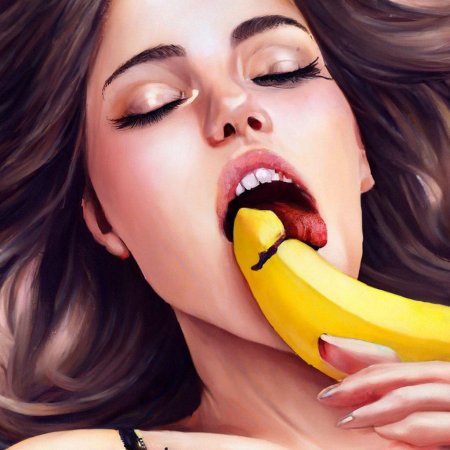Банан во рту девушки