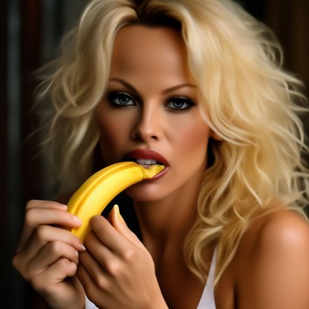 Девушка сексуально ест банан
