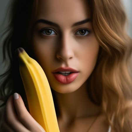 Красивая девушка с бананом