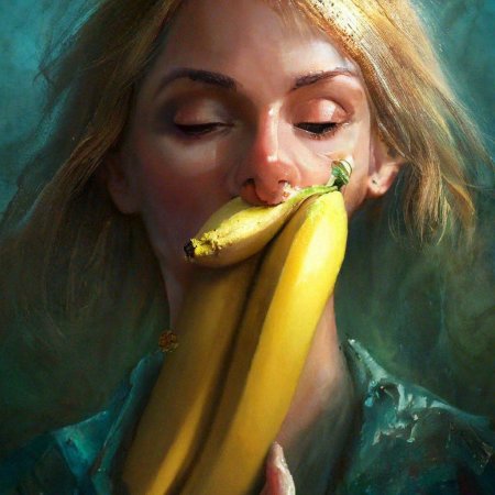 Банан во рту девушки