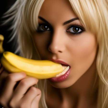 Девушка эротично ест банан
