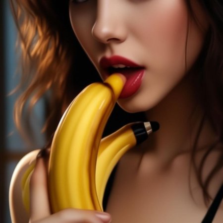 Банан во рту девушки
