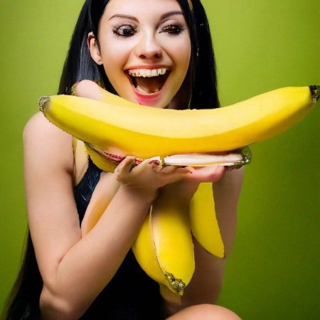 Красивая девушка с бананом