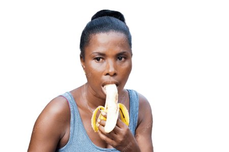Woman eating banana
