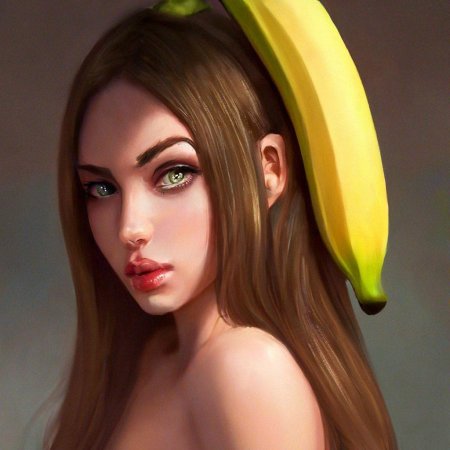 Девушка ест банан