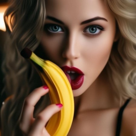 Облизывает банан