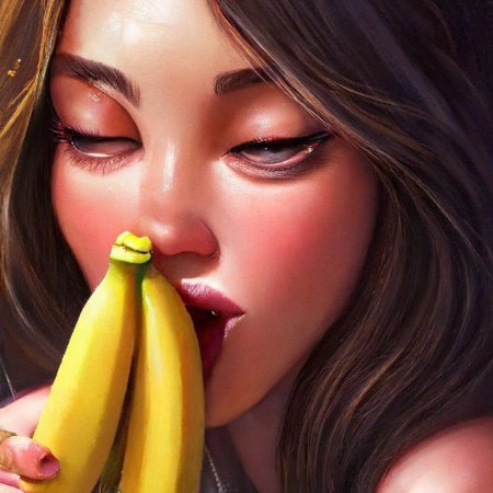 Девушка облизывает банан