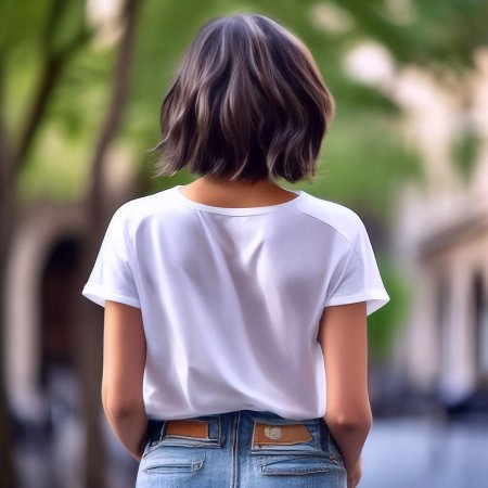 Девушка с каре со спины