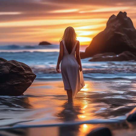 Женщина на берегу моря