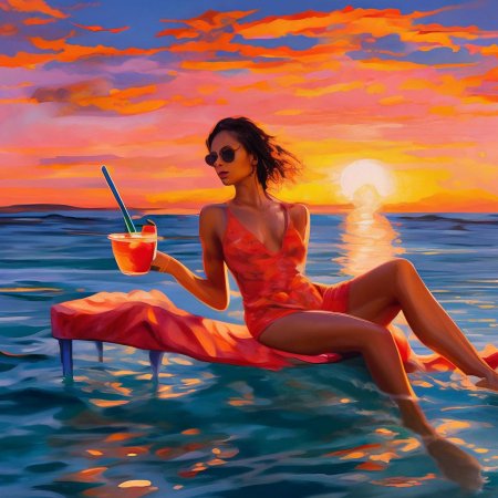 Девушка на пляже рисунок