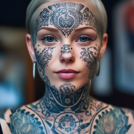 Девушка с тату на лице