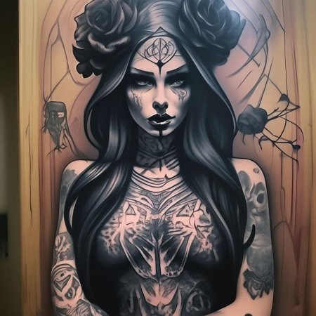Тату девушка с рогами
