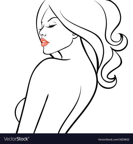 Контурный рисунок девушки