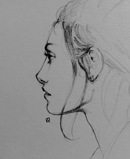 Лицо в профиль карандашом