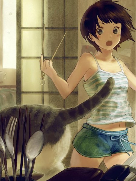 Аниме девочки котики