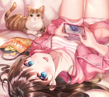 Котик на диване аниме