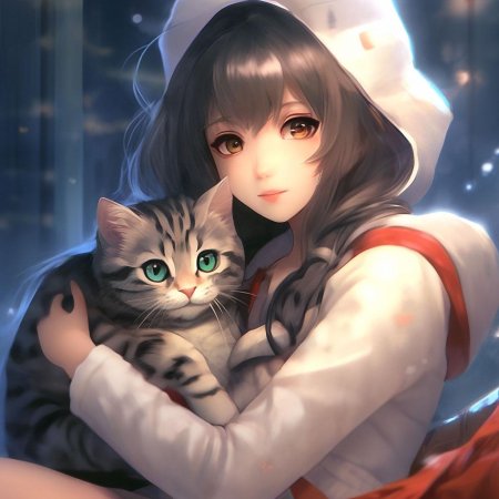 Аниме девушка котик