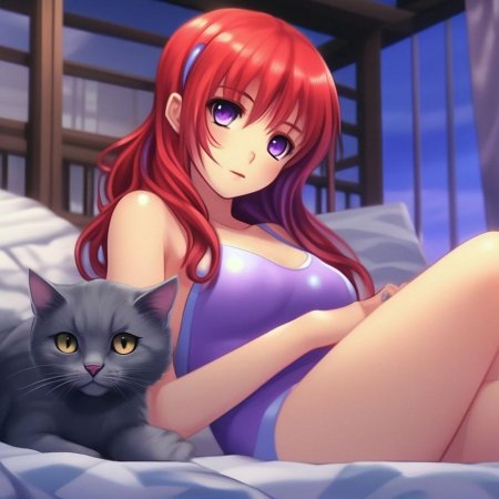 Аниме девочка с красными волосами