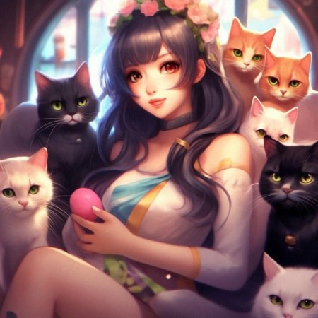 Аниме девушка котик