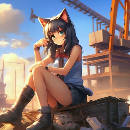 Аниме девочка котик