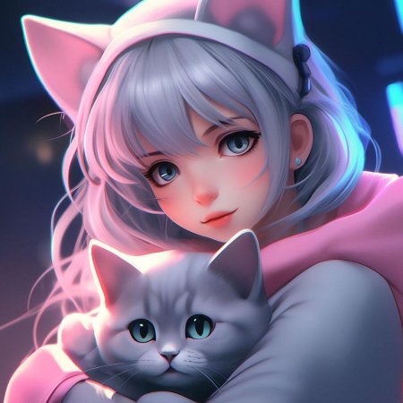 Аниме котик девушка