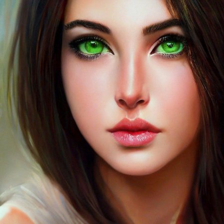 Брюнетка с зелеными глазами