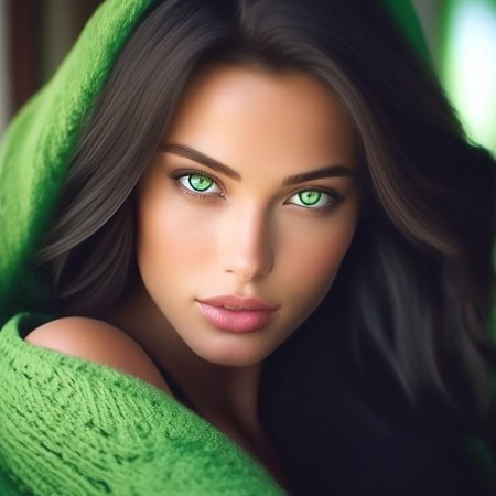 Красивая девушка с зелеными глазами