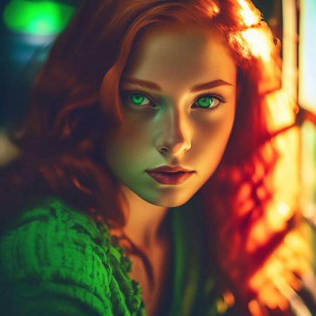Девушка с рыжими волосами и зелеными глазами