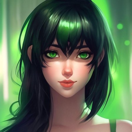 Черные волосы и зеленые глаза