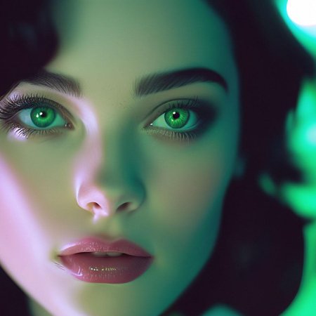 Брюнетка с зелеными глазами