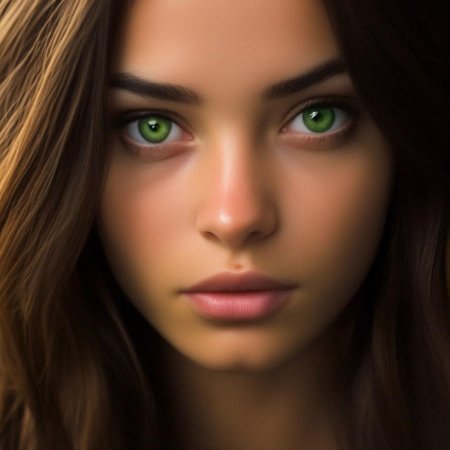 Брюнетка с зелеными глазами