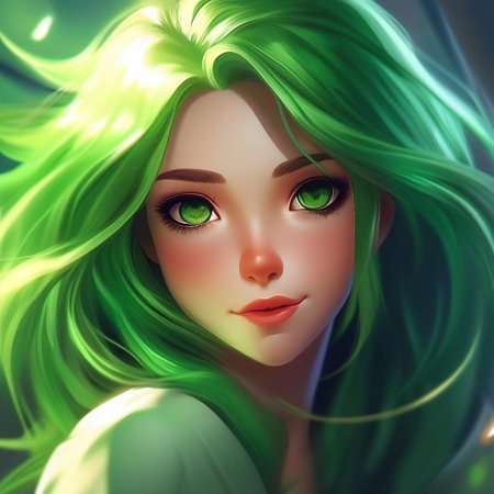 Девушка с зелеными волосами аниме