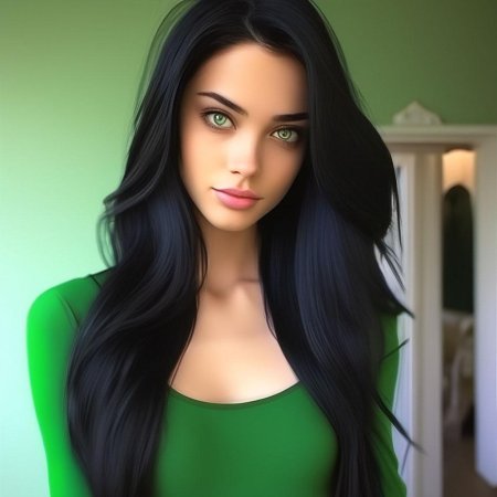 Черные волосы зеленые глаза
