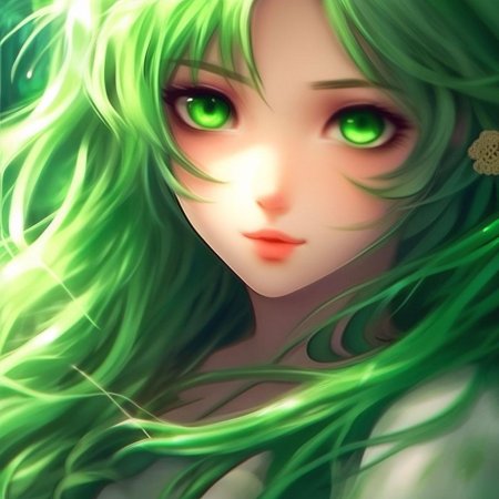 Аниме девушка с зелеными глазами