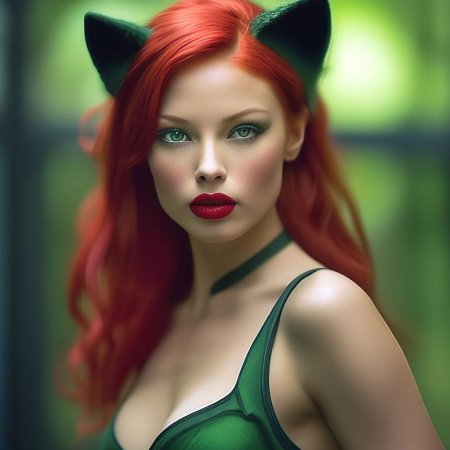 Рыжая с зелеными глазами девушка