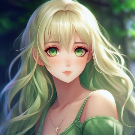 Аниме блондинка с зелеными глазами