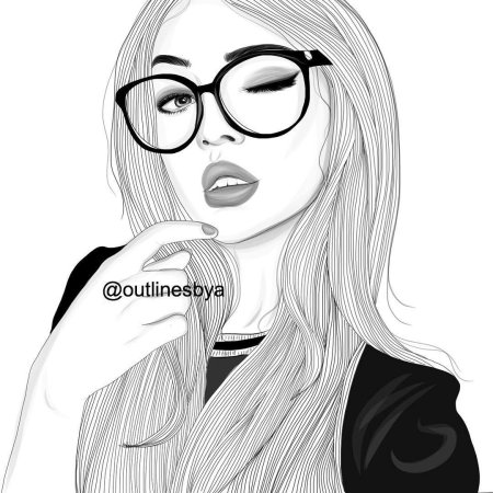 Нарисованная девушка в очках