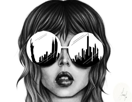 Девушка в очках эскиз