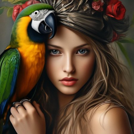 Girl with a parrot