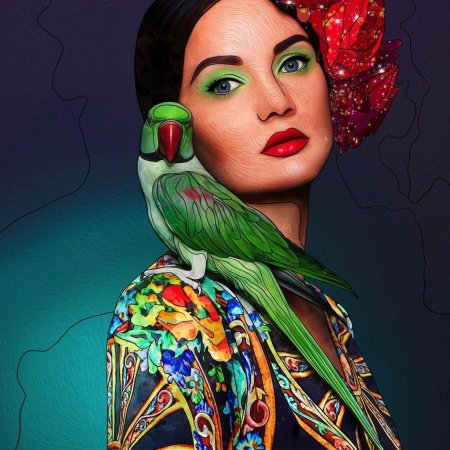 Девушка с попугаем