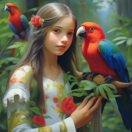 Девочка с попугаем
